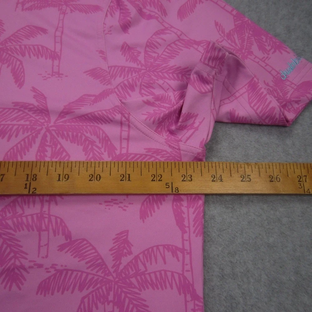 Chubbies Polo Shirt Mens Large Pink Palm Tree Performance Short Sleeve Stretch - Picture 12 of 16